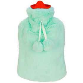 2L Hot Water Bottle w/ Plush Cover Classic Natural Rubber Hot Water Bag Feet Warmer For Pain Relief Hot Compress Heat Therapy Warm Neck Shoulders