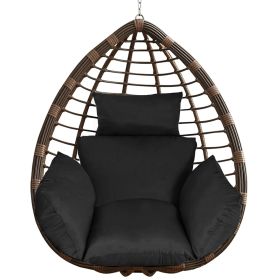 Egg Chair Cushion Hanging Basket Seat Cushion Thicken Soft Egg Swing Chair Pad Hanging Egg Chair Cushion with Headrest (Option: Black)