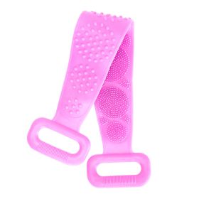 Silicone Back Scrubber Belt For Shower Exfoliating Foaming Body Wash Strap Brush Bristles Massage Dots W/ Adhesive Hook (Option: purple)