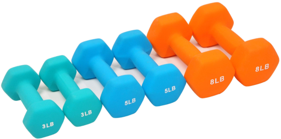 Only Supports Self Pickup  Colored Neoprene Dumbbell Set With Rack, Multiple Weight Options (Option: 3x5x8LB Pair)
