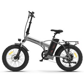 20x4.0 Inch Foldable Fat Tire Electric Bike 48V 12.5AH Extended Range Dual Disc Brakes  Fenders (Color: Black)