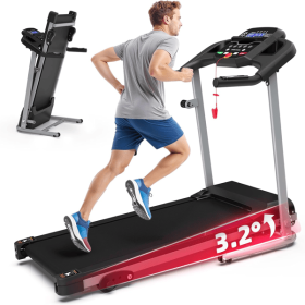 Compact Folding Treadmill for Home - 2.5HP Quiet Brushless Motor, 3-Level Incline, 7.5 MPH, Shock Absorption, Space-Saving Design for Running (Default: default title)
