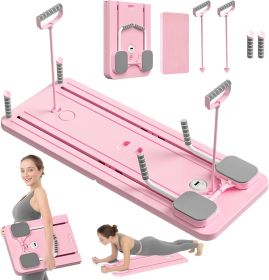 Pilates Board-Reformer Set,Multi-Purpose Foldable Reformer Board for Home,5in1 Pilates Sliding Board,Purple (Color: PINK)